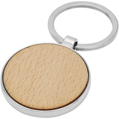 Llavero redondo madera haya zinc 4 cm
