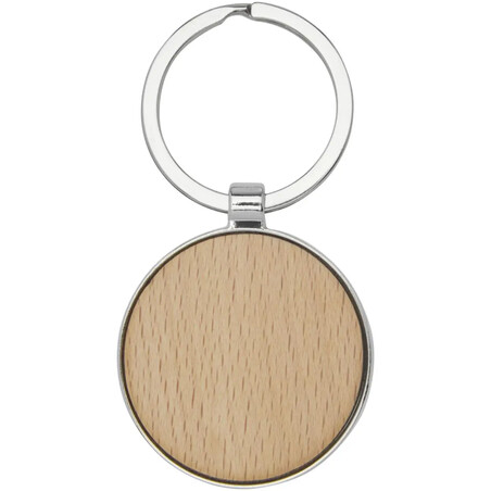 Llavero redondo madera haya zinc 4 cm