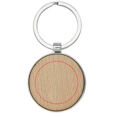 Llavero redondo madera haya zinc 4 cm