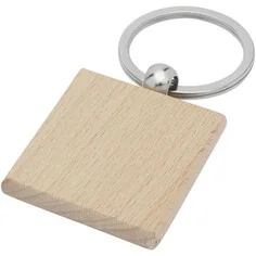Llavero cuadrado madera haya 4 x 4 cm