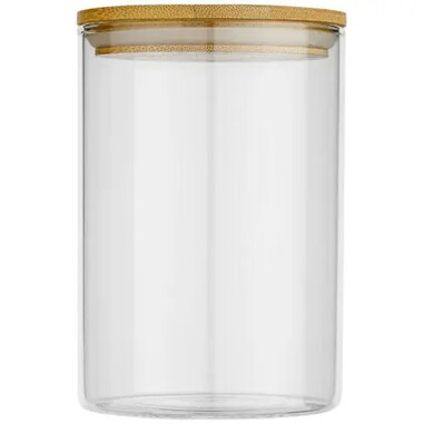 Recipiente vidrio 550 ml tapa bambú