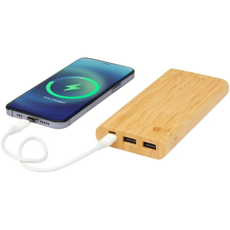 Batería externa bambú 10000 mAh 15,5 W