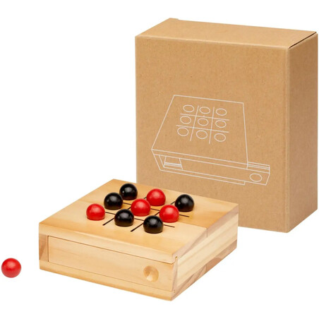 Tres en raya madera Strobus caja kraft 10 bolas FSC