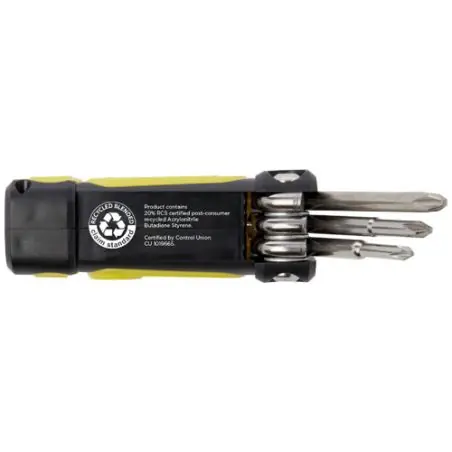 Set de destornilladores de plástico reciclado 8 en 1 RCS con linterna Ecológico Personalizado 6104569