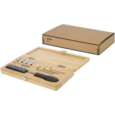 Set de herramientas de bambú/plástico reciclado de 19 piezas Ecológica Personalizada 6104578