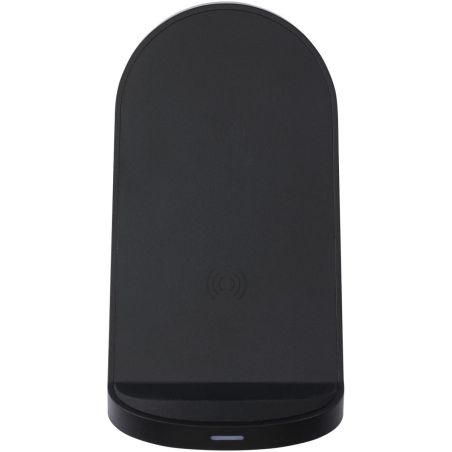 Base de carga inalámbrica con doble bobina de 15W en plástico reciclado con certificación RCS Ecológica Personalizada 6124340