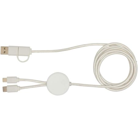 Cable 5 en 1 de plástico reciclado de 150 cm para sincronización de datos y carga rápida de 27 W Ecológico Personalizado 6124428