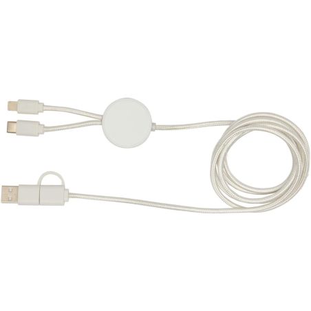Cable 5 en 1 de plástico reciclado de 150 cm para sincronización de datos y carga rápida de 27 W Ecológico Personalizado 6124428