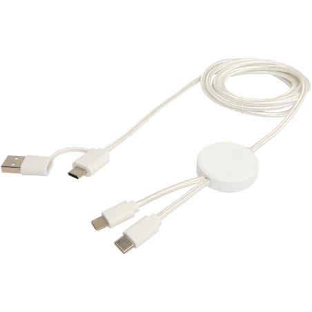 Cable 5 en 1 de plástico reciclado de 150 cm para sincronización de datos y carga rápida de 27 W Ecológico Personalizado 6124428