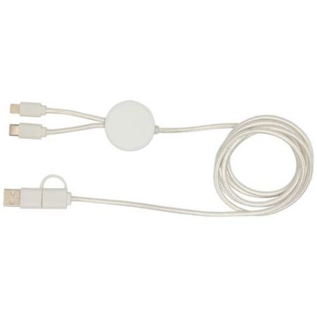 Cable 5 en 1 de plástico reciclado de 150 cm para sincronización de datos y carga rápida de 27 W Ecológico Personalizado 6124428
