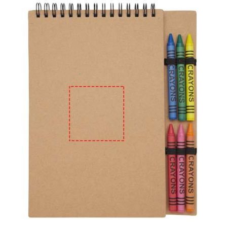 Libreta de tapa blanda A5 con espiral y set de ceras Ecológica Personalizada 6107967