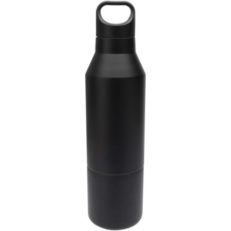 Botella isotérmica de acero inoxidable reciclado de 600 ml con certificado RCS y vaso de 300 ml Ecológica Personalizada 6100840
