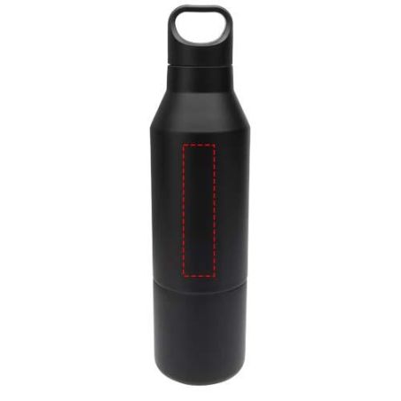 Botella isotérmica de acero inoxidable reciclado de 600 ml con certificado RCS y vaso de 300 ml Ecológica Personalizada 6100840