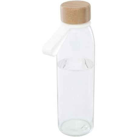 Botella de cristal de 500 ml con asa de silicona y tapa de bambú Ecológica Personalizada 6100853