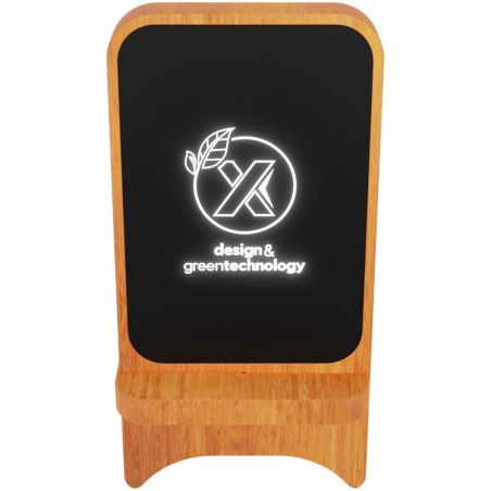 Cargador inalámbrico de madera de 15 W luminoso Ecológico Personalizado 62PX062