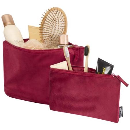Set de neceseres de terciopelo reciclado con certificado GRS Ecológico Personalizado 6120769