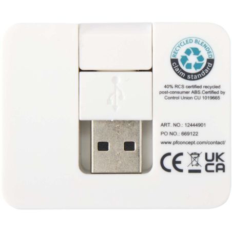 Hub USB de 4 puertos con salida USB-A y tipo-C y doble entrada fabricado con plástico reciclado Ecológico Personalizado 6124449
