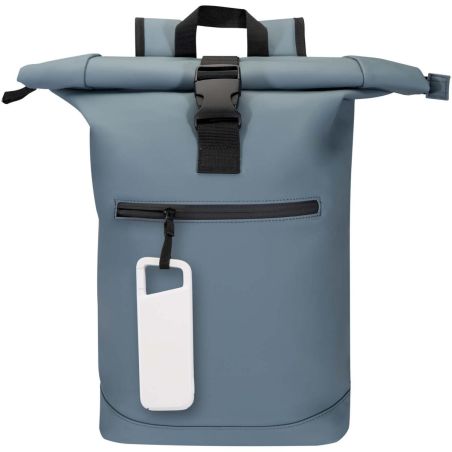 Batería externa de 5000 mAh y 12 W de plástico reciclado resistente al agua con mosquetón Ecológica Personalizada 6124470