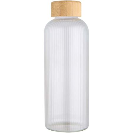 Botella de 650 ml de vidrio borosilicato de pared simple con tapa de bambú Ecológica Personalizada 6100930