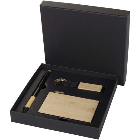 Set de regalo de bolígrafo, llavero y tarjetero RFID de aluminio reciclado RCS Ecológico Personalizado 6106337