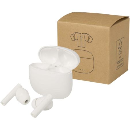 Auriculares True Wireless Bluetooth® de plástico reciclado con almohadillas de silicona Ecológica Personalizada 6124482