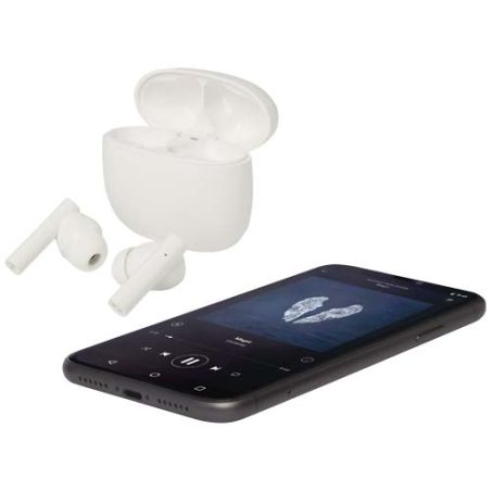 Auriculares True Wireless Bluetooth® de plástico reciclado con almohadillas de silicona Ecológica Personalizada 6124482