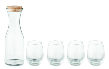 Set de jarra y vasos de vidrio reciclado