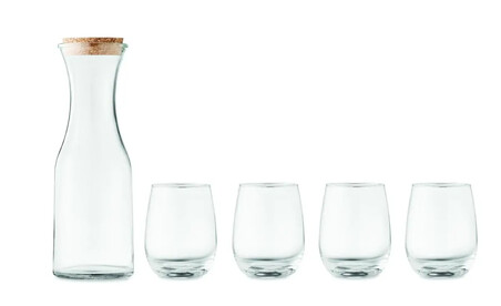 Set de jarra y vasos de vidrio reciclado