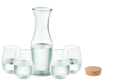 Set de jarra y vasos de vidrio reciclado