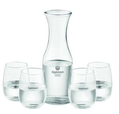 Set de jarra y vasos de vidrio reciclado