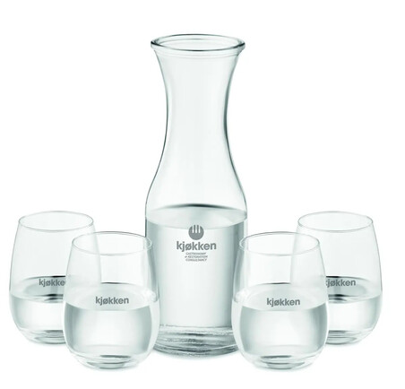 Set de jarra y vasos de vidrio reciclado