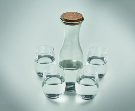 Set de jarra y vasos de vidrio reciclado