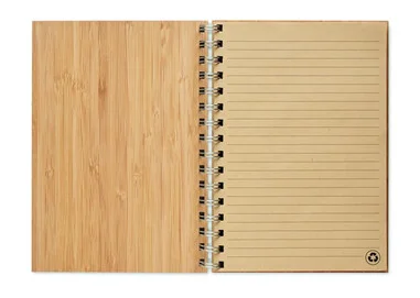 Libreta bambú A5 anillas dobles 70 hojas kraft rayado
