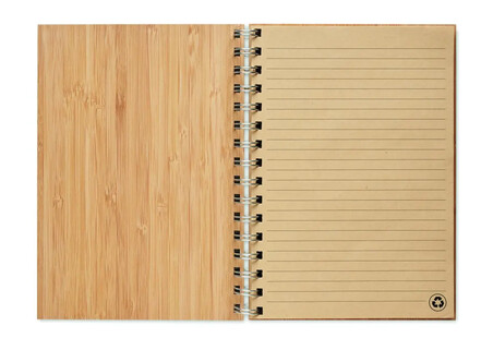 Libreta bambú A5 anillas dobles 70 hojas kraft rayado