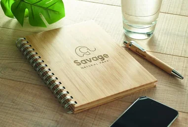 Libreta bambú A5 anillas dobles 70 hojas kraft rayado