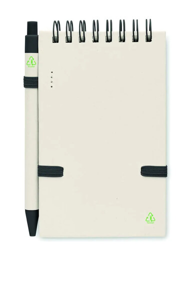 Libreta A6 cartón leche reciclado espiral bolígrafo juego