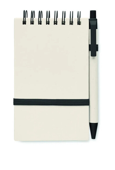 Libreta A6 cartón leche reciclado espiral bolígrafo juego