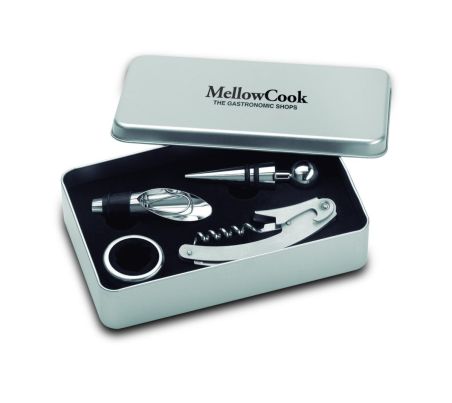 Set de vino en caja de metal Ecológica Personalizada 7MO7843