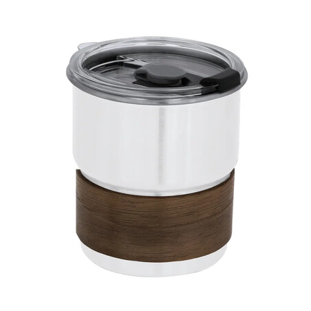 Vaso inox madera 250 ml banda tapa hermética dosificador