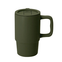 Taza cerámica 430 ml mate tapa cierre deslizante