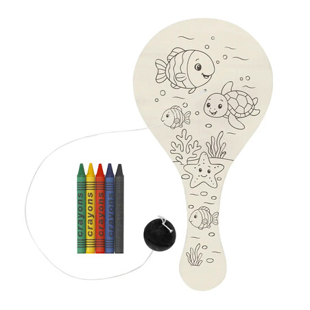Raqueta de madera para colorear con pelota