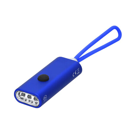 Linterna aluminio reciclado 3 LED pilas botón silicona