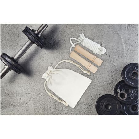 Cuerda de saltar de madera en bolsa de algodón Ecológica Personalizada 6127020