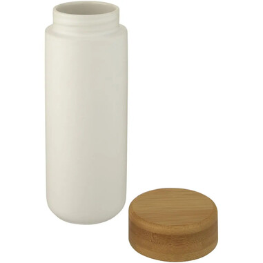 Vaso cerámica doble pared 300 ml bambú antiderrame LFGB FSC