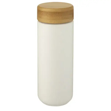 Vaso cerámica doble pared 300 ml bambú antiderrame LFGB FSC