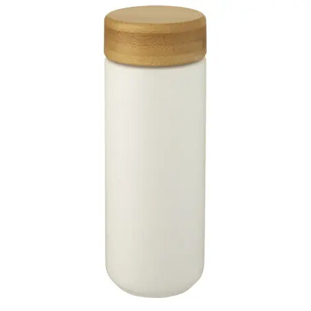 Vaso cerámica doble pared 300 ml bambú antiderrame LFGB FSC