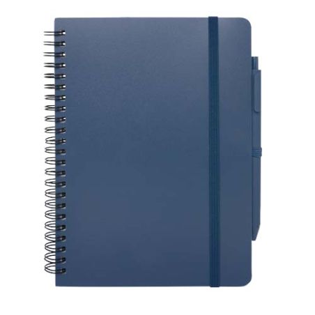 Libreta de tapa dura A5 de plástico procedente del océano con bolígrafo (tinta negra) Ecológica Personalizada 6107901