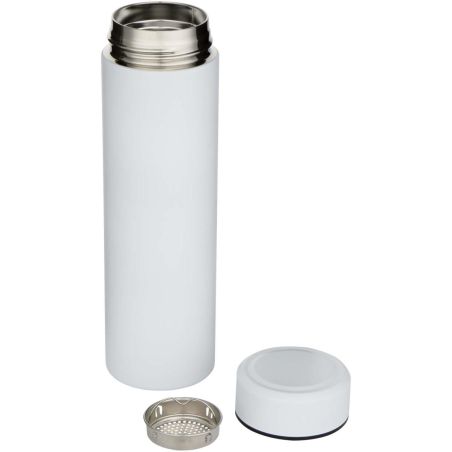 Termo de acero inoxidable de doble pared de 450 ml con colador de té Ecológico Personalizado 6100826