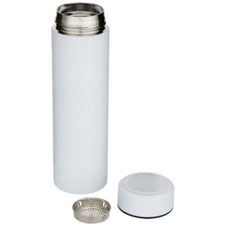 Termo de acero inoxidable de doble pared de 450 ml con colador de té Ecológico Personalizado 6100826