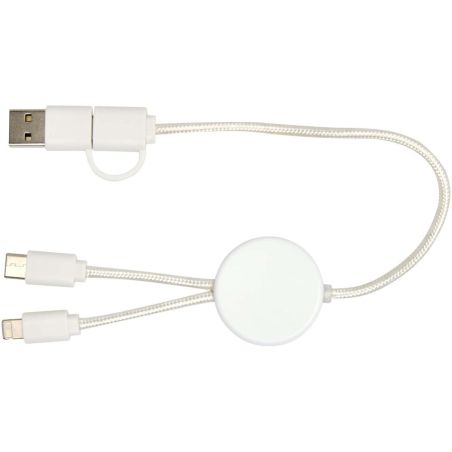 Cable 5 en 1 de plástico reciclado de 30 cm para sincronización de datos y carga rápida de 27 W Ecológico Personalizado 6124427